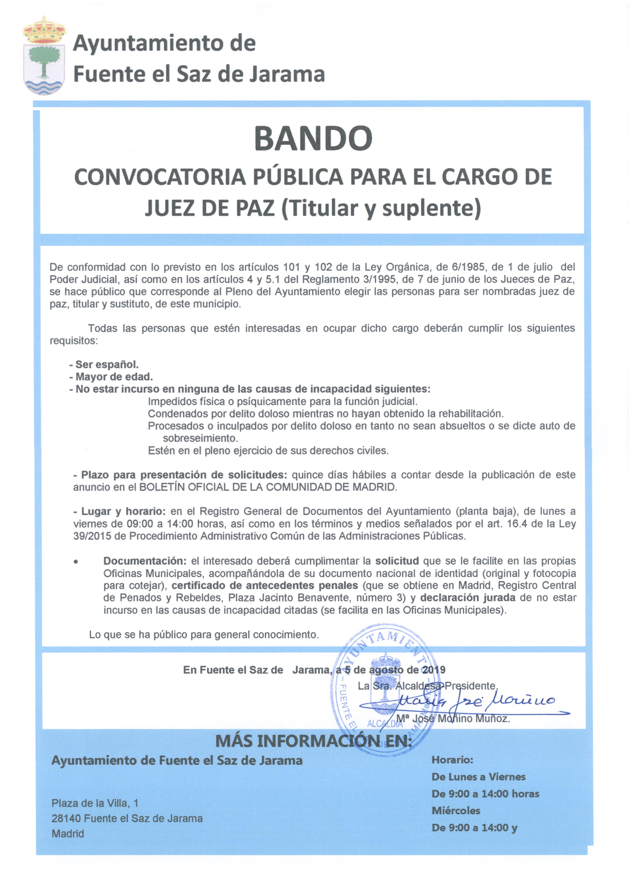 bando juez paz