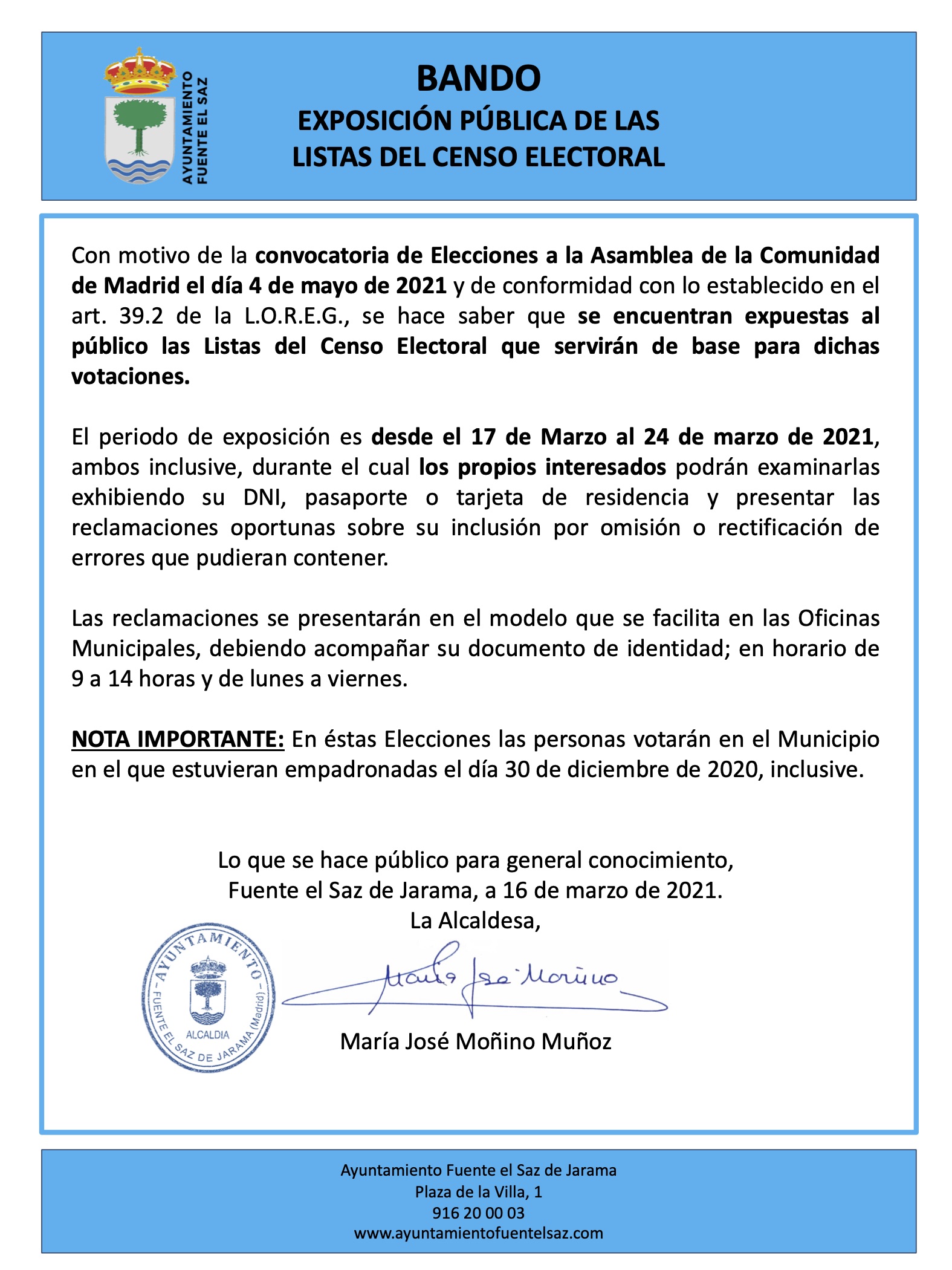 16 de marzo 2021 exposicin pblica de listas del censo electoral