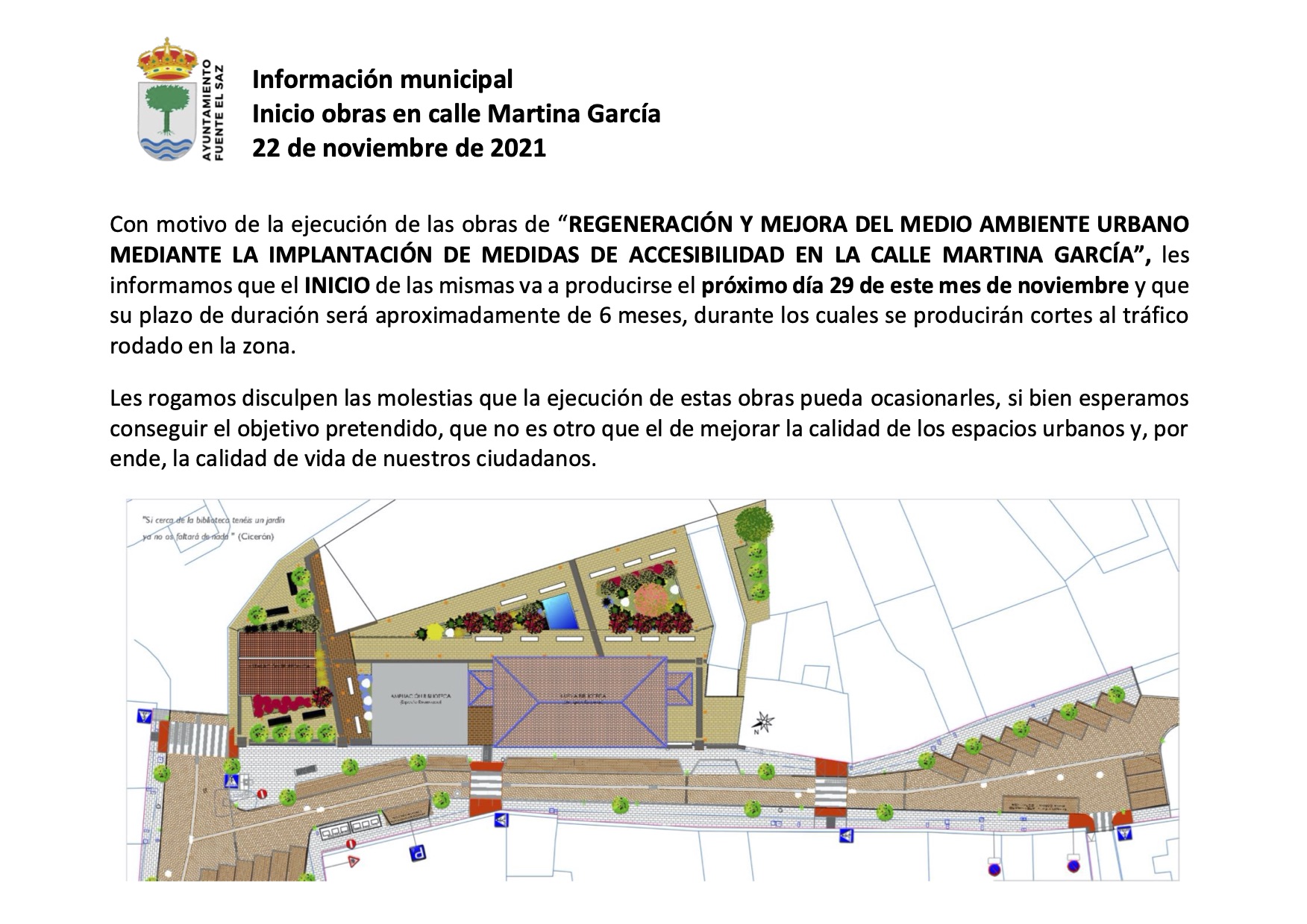 info mpal Inicio obras Calle Martina Garca