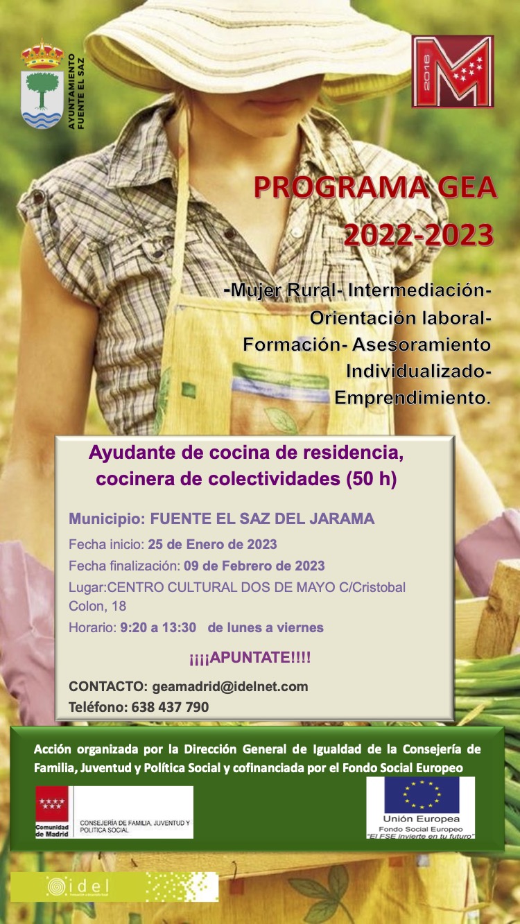 Cartel FUENTE EL SAZ Ayudante de cocina